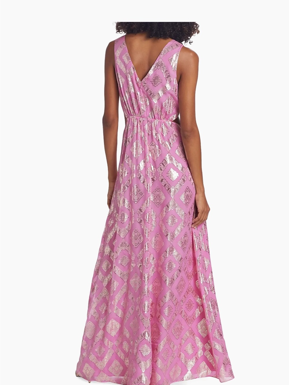 Ramy Brook Irene Metallic Floor-Length Gown in pink orchid - Picture 5 of 8
